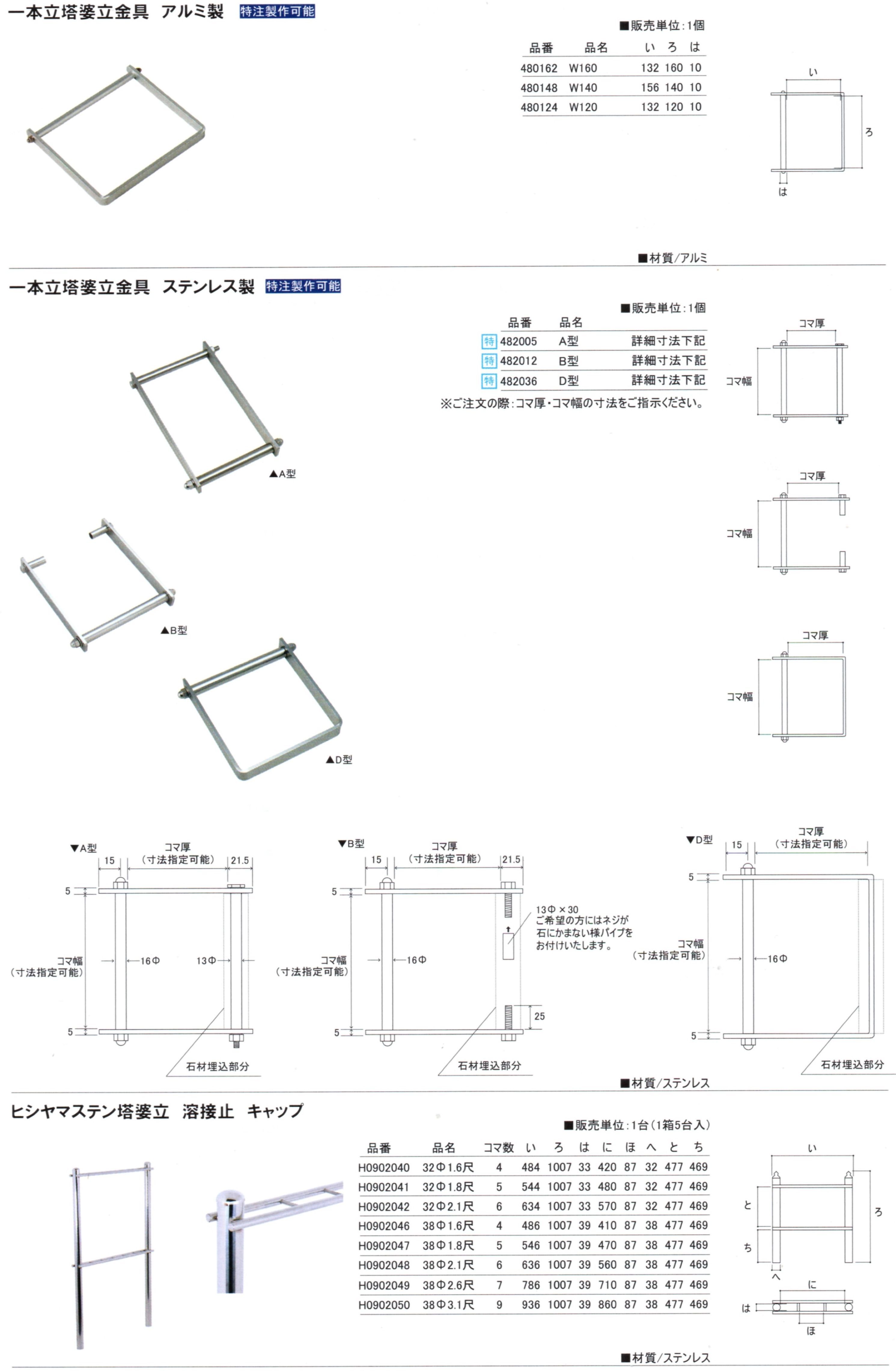 33一本立塔婆立金具アルミ製→ヒシヤマステン塔婆立キャップ_result